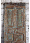 Antique Carved Door Distressed Blue Single Doors Statement Hinged Door