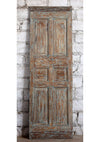 Antique Carved Door Distressed Blue Single Doors Statement Hinged Door