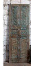 Antique Carved Door Blue Single Hinged or Sliding Farmhouse Barn Door 