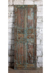 Antique Carved Door Blue Single Hinged or Sliding Farmhouse Barn Door 
