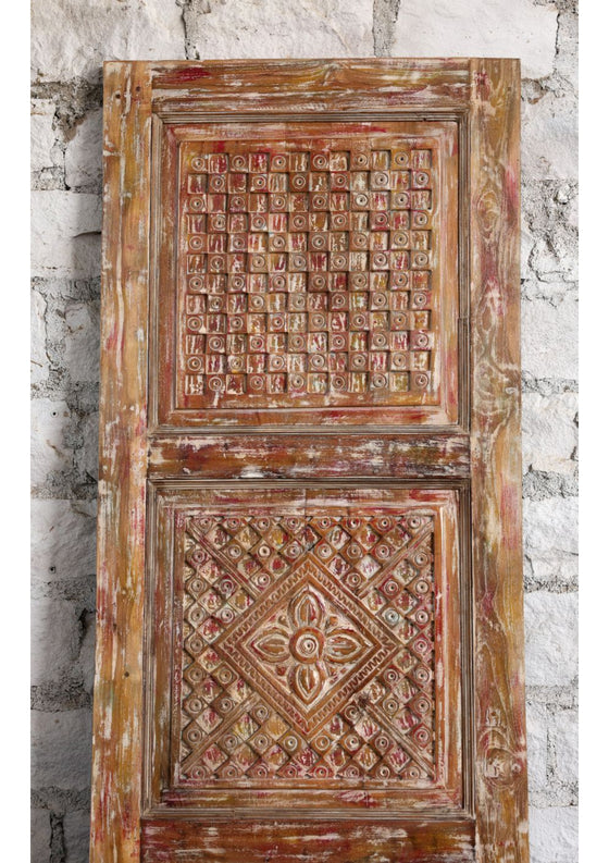 Antique Carved Door White Distress Single Sliding Barn Door Hinged Door