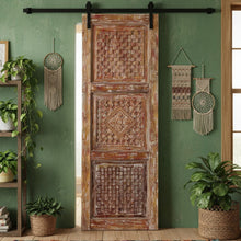  Antique Carved Door White Distress Single Sliding Barn Door Hinged Door