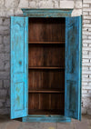Antique Hand Carved Armoire Floral Brass Studs Storage Cabinet