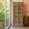 Antique Rustic Carved Armoire