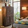 Antique Lotus Carved Armoire