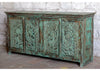 Antique Blue Sideboard Brass Studs Storage Chest Buffet Credenza