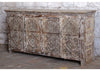 Antique Whitewash Sideboard Brass Studs Floral Carved Buffet Chest 