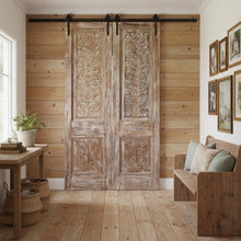  Antique Carved Barn Doors Brass Studs Sliding Double Door Hinged Door