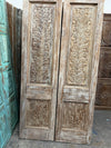 Antique Carved Wood Doors Whitewashed Hinged Interior Double Doors 81x42
