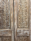 Antique Carved Wood Doors Whitewashed Hinged Interior Double Doors 81x42