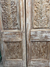 Antique Carved Wood Doors Whitewashed Hinged Interior Double Doors 81x42