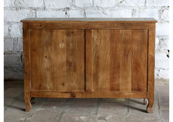 Antique Hand Carved Sideboard Distress Blue Brass Studs Buffet Dresser