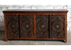 Antique Storage Sideboard Brass Studs Carved Floral Buffet Dresses