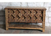 Antique Hand Carved Console Table Brown Iron Studs Entryway Table