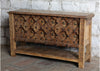 Antique Hand Carved Console Table Brown Iron Studs Entryway Table