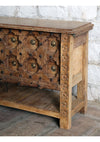 Antique Hand Carved Console Table Brown Iron Studs Entryway Table
