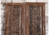 Antique Carved Barn Door Brass Studs Sliding Door Double Doors