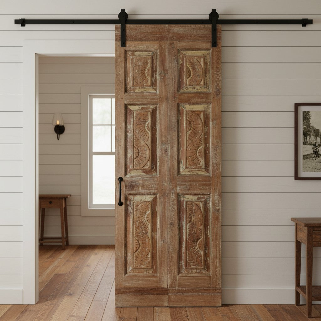 Antique Carved Wood French Doors Inspired by Heritage Design