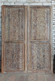  Antique Floral Artistic Carved Barn Door Sliding French Doors