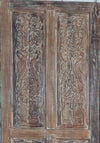 Antique Whitewash Carved Door Birds & Floral Sliding Barn Doors
