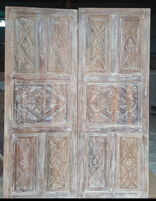  Vintage Carved Door Whitwash Floral Reclaimed Wood Sliding Barn Door 