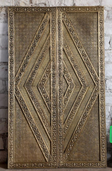  Vintage Door Brass Cladded Carved Sliding Barn Door Statement Doors