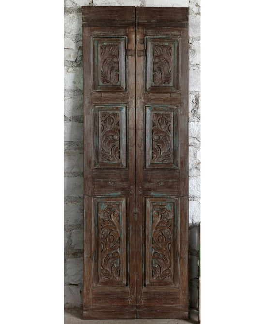 Antique Carved French Doors Floral Hinged or Sliding Barn Doors