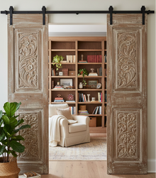  Antique Carved Doors Studs Hinged or Sliding Double Door 