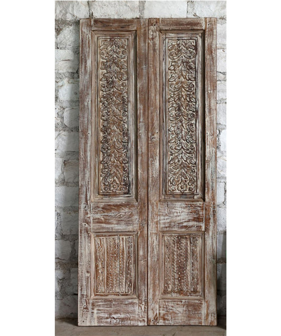 Antique Carved Double Door with Brass Studs – Hinged or Sliding Doors