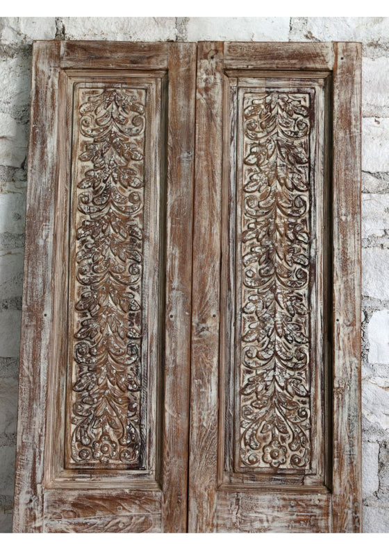 Antique Carved Double Door with Brass Studs – Hinged or Sliding Doors 80x42