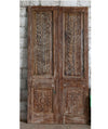 Antique Carved Double Door with Brass Studs Sliding Barn Doors