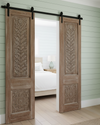 Antique Carved Double Door with Brass Studs Sliding Barn Doors