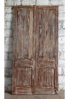 Antique Carved Double Door with Brass Studs Sliding Barn Doors