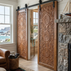 Thousand Petal Lotus Carved Door Double Side Carved Solid Wood Barndoors 80x36