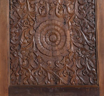 Antique Lotus Carved Door Hand-Carved Solid Wood Barn Door 