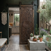 Lotus Carved Solid Wooden Door: Interior Exterior Double Carved Statement Entry Door 96x36