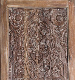 Antique Sliding Door Lotus Carved Rustic Farmhouse Barn Door