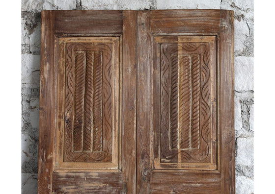 Antique Carved Doors Floral Reclaimed Wood Double Doors