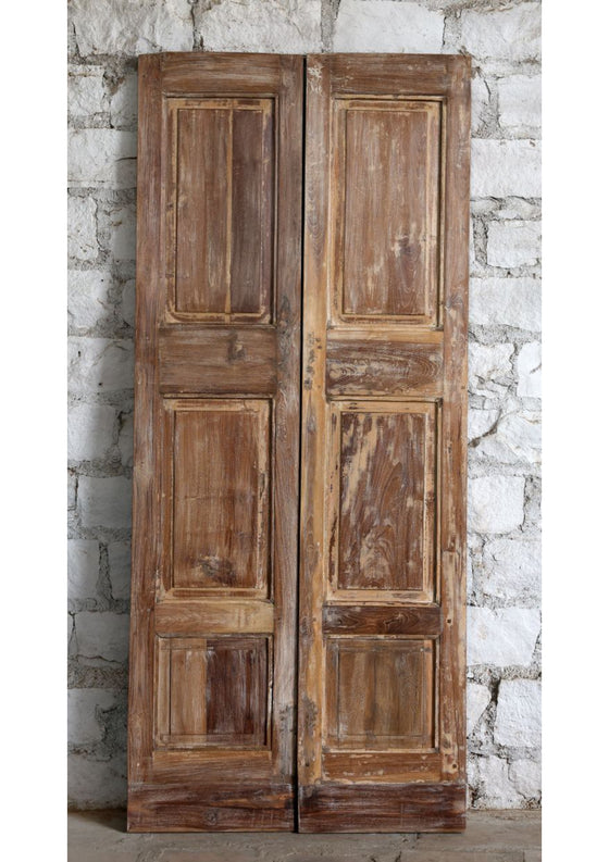 Antique Carved Doors Floral Reclaimed Wood Double Doors