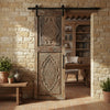 Vintage Lotus Carved Door – Rustic Harmony Wooden Barn Door