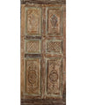 Antique Carved Single Door Distressed Wood Hinged or Barn Door 