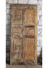 Antique Carved Single Door Distressed Wood Hinged or Barn Door 