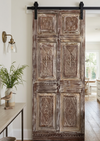 Antique Carved Single Door Floral Statement Barn Door Feature Wall Art 80x31