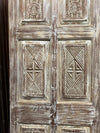 Antique Single Barn Door Hand-Carved Geometric & Sunburst Door 80x31