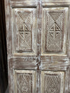 Antique Single Barn Door Hand-Carved Geometric & Sunburst Door 80x31