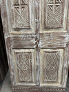 Antique Single Barn Door Hand-Carved Geometric & Sunburst Door 80x31