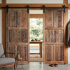 Rustic Indian Floral Medallion Barn Doors Hand-Carved Wooden Doors | 80x36