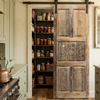 Midcentury Floral Sunburst Carved Doors Sliding Barn Doors | 80x36