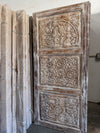 Antique Carved Floral Entry Door | Whitewash Wood Sliding Barn Door 80x36
