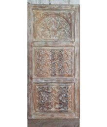  Antique Carved Floral Door | Rustic Sliding Barn Door for Bedrooms 